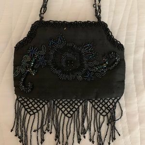 Small black beaded cocktail bag